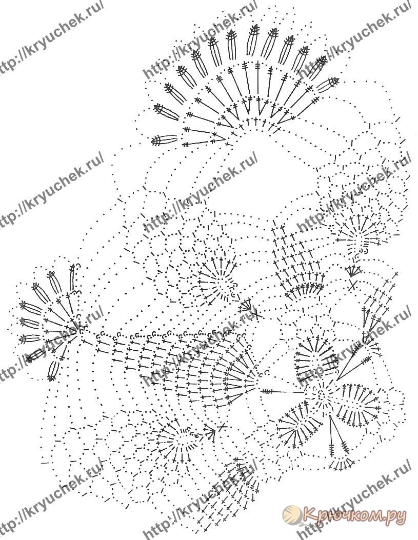 салфетка крючком схема треугольная
