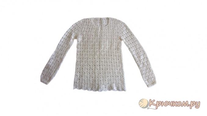 Белая кофта крючком Белая кофта крючком