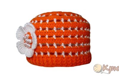 Оранжевая летняя шапочка крючком