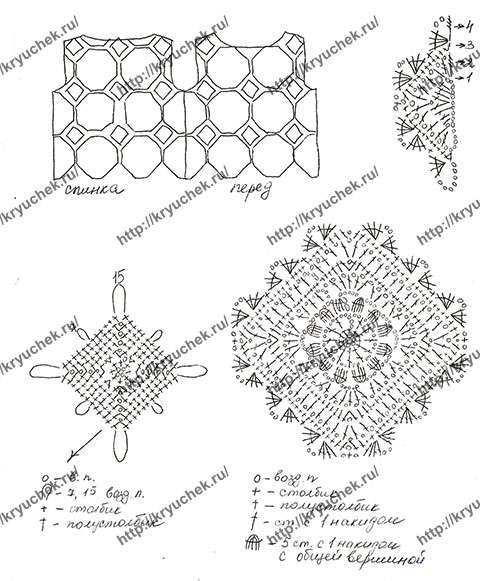 Схема вязания топика крючком
