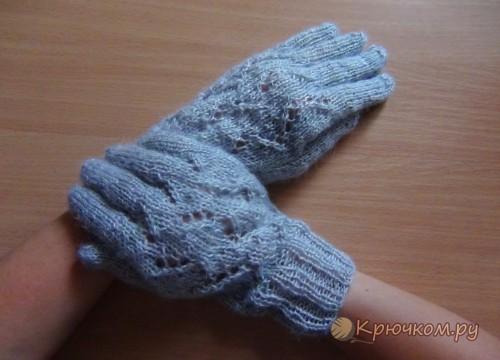 Ажурные перчатки спицами