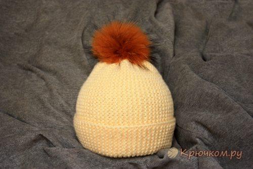 Шапка-бини спицами