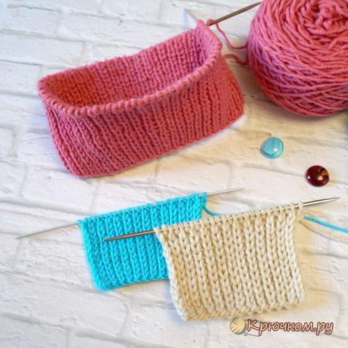 Резинка 1х1 спицами со снятыми петлями