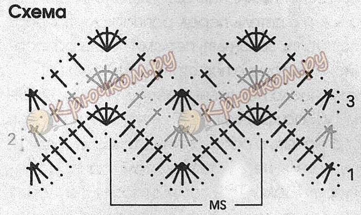Шарф вивьен крючком схема